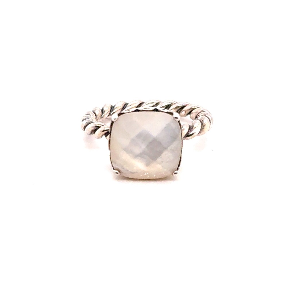 Pandora Sterling Silver Moonstone Twisted Rope Ring Size 8.5 58 S925 ALE